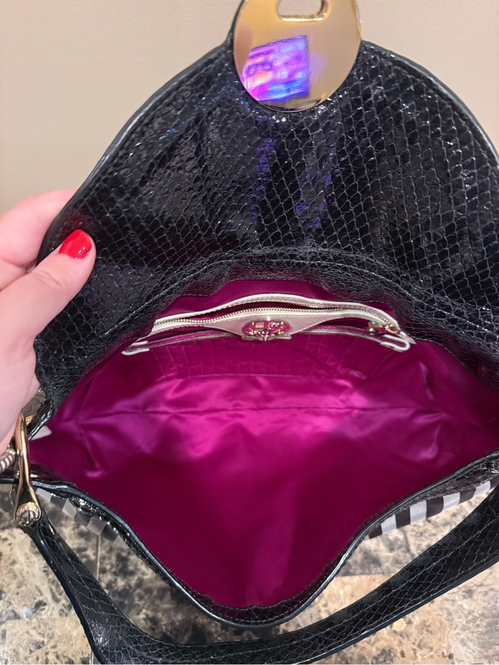 Henri Bendel 712 5th Ave Centennial Striped Hobo Bag - Picture 12 of 14